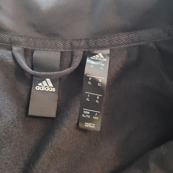 Adidas Jacket  Athletic Zip-Up Size XL  Black With white Stripes - Picture 4 of 6